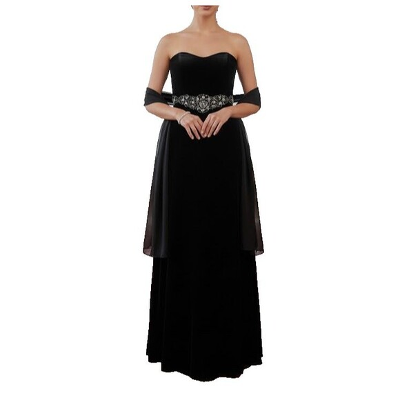 May Queen Couture Black Formal Long Dress 10 Strapless Prom Party Wedding Guest - Picture 7 of 16